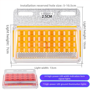 LED šoninė šviesa dideliam sunkvežimiui, 24V, atspari vandeniui, itin ryški, puspriekabės šoninis/posūkio indikatorius