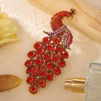 Павлинова брошка с мотив – ретро стил, сплав, електроплатиране, унисекс