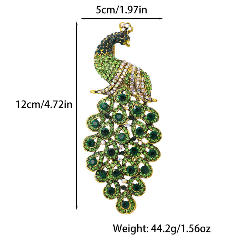 Павлинова брошка с мотив – ретро стил, сплав, електроплатиране, унисекс