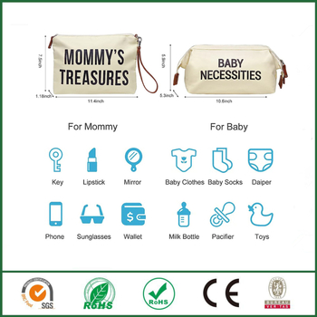 Set din trei părți pentru geantă de mamă de călătorie - geantă de umăr impermeabilă, culoare solidă, material poliester, căptușeală poliester