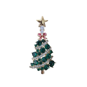 Коледна брошка, висок клас дамска брошка с цветя, меден материал, инкрустирани кристали, подходяща за подарък и украса