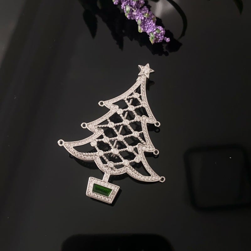 Коледна брошка, висок клас дамска брошка с цветя, меден материал, инкрустирани кристали, подходяща за подарък и украса