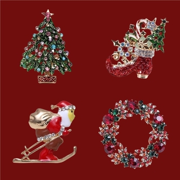 Broșă de Crăciun din aliaj, finisaj electrogalvanice, unisex – decorare, anti-reflexie, fixare