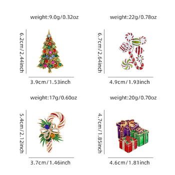 Брошка коледна елха и подаръчна кутия; материал: сплав; стил: щифт, винтидж; обработка: диамантено инкрустиране; опаковка: индивидуално опакована; унисекс