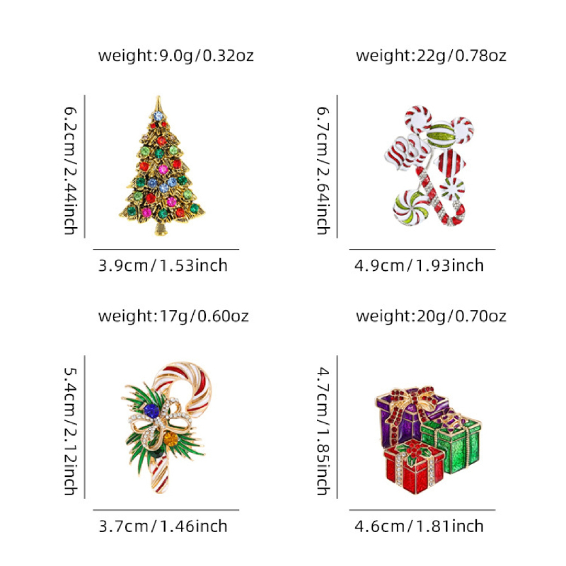 Брошка коледна елха и подаръчна кутия; материал: сплав; стил: щифт, винтидж; обработка: диамантено инкрустиране; опаковка: индивидуално опакована; унисекс