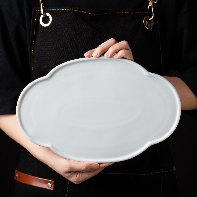 Порцеланова чиния, микровълнова безопасност, глазирана повърхност, едноцветен модел, Новокитайски стил