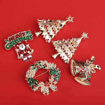 Коледна брошка: сладък Санта, геометричен модел, цинков сплав, електроплакиране, етно-ретро стил, дамски аксесоар