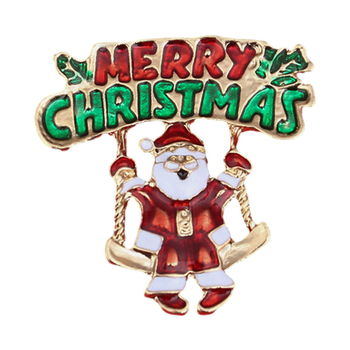 Коледна брошка: сладък Санта, геометричен модел, цинков сплав, електроплакиране, етно-ретро стил, дамски аксесоар