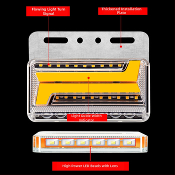 Krovininės LED šoninė šviesa, atspari vandeniui dvipusiai krašto šviesai, 24V, posūkio signalas
