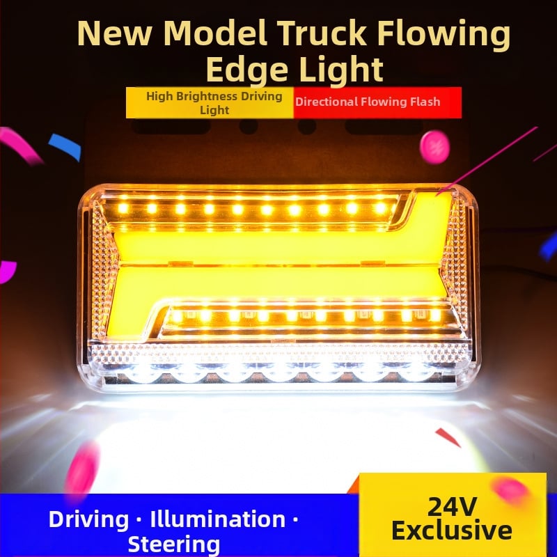 Krovininės LED šoninė šviesa, atspari vandeniui dvipusiai krašto šviesai, 24V, posūkio signalas