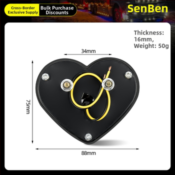 Širdies formos 24 LED kontūro šviesa krovininiams automobiliams, 12/24V, IP60, 0.5W, 3000 lm