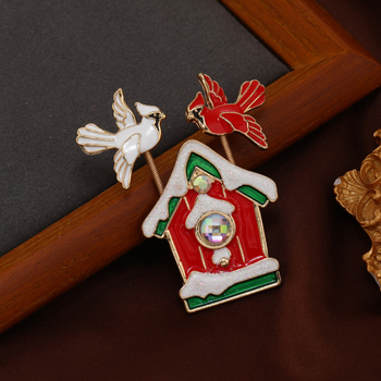 Muylinda коледна ретро брошка с животни – сплав, капещо масло покритие, украса и фиксиращ щифт