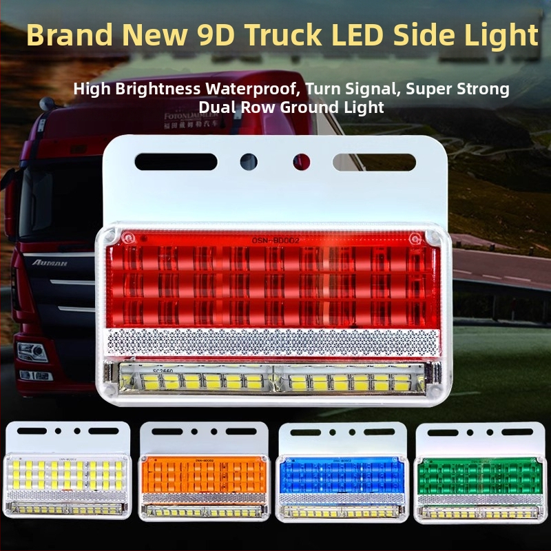 LED bočné svetlo pre nákladné auto, 24V, IP67 vodotesné, životnosť 50000 h, model: Double row floor edge light