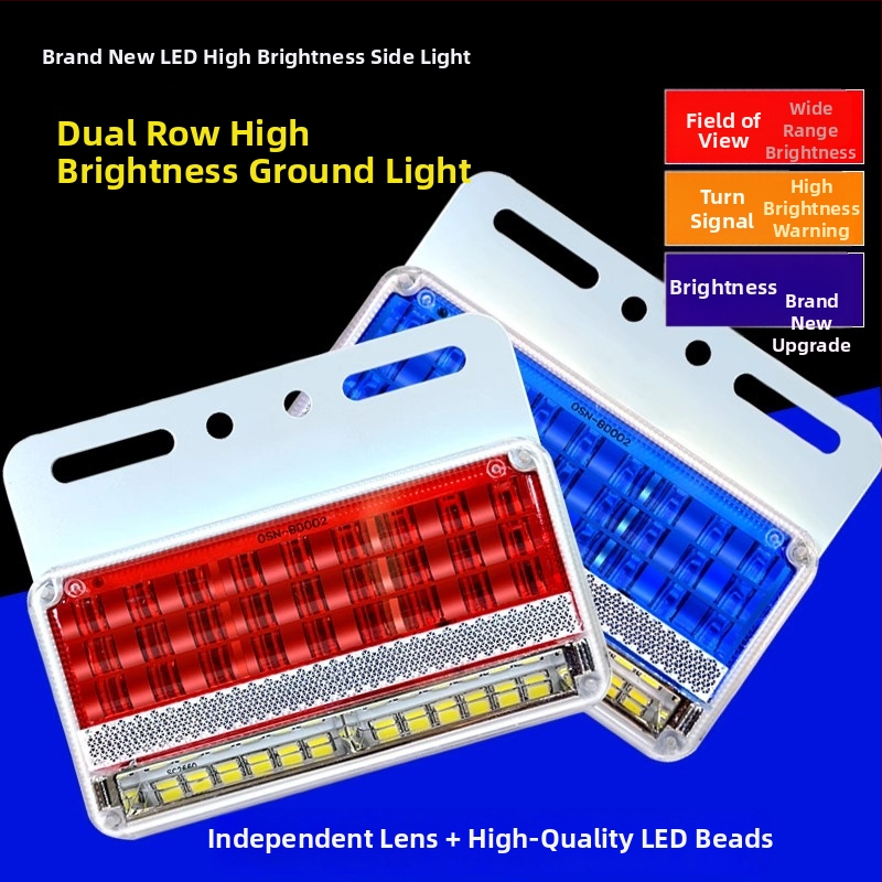 LED bočné svetlo pre nákladné auto, 24V, IP67 vodotesné, životnosť 50000 h, model: Double row floor edge light