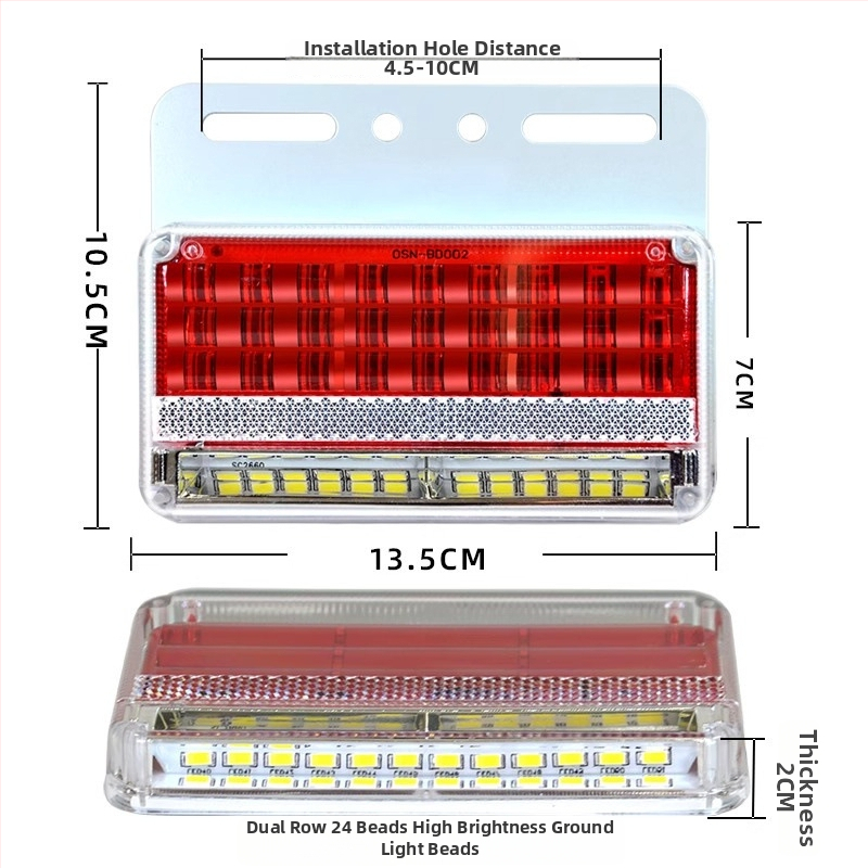 LED bočné svetlo pre nákladné auto, 24V, IP67 vodotesné, životnosť 50000 h, model: Double row floor edge light
