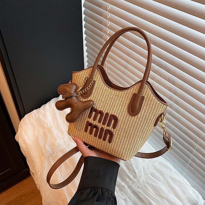 Torba za rame crossbody, PU materijal, oblik kante, zatvarač na zip, unutarnja džepna pretinica sa zipom