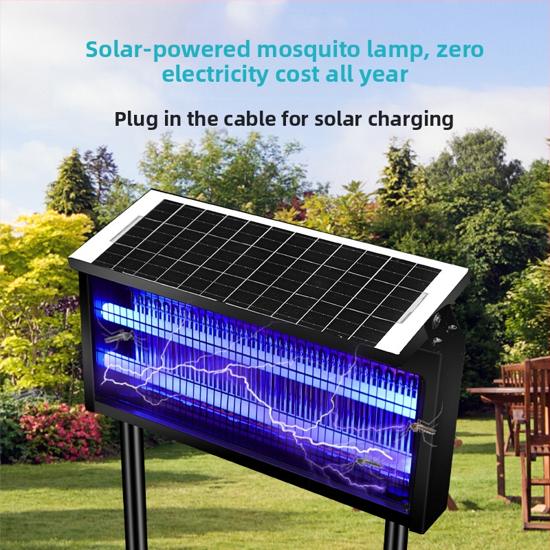 Solarna lampa za komarce za vanjsku upotrebu – vrt/kampiranje, pokriće 61 m²+, ugrađena baterija >5000 mAh, trajanje 8–12 sati, hvatanje pomoću lovnog sustava