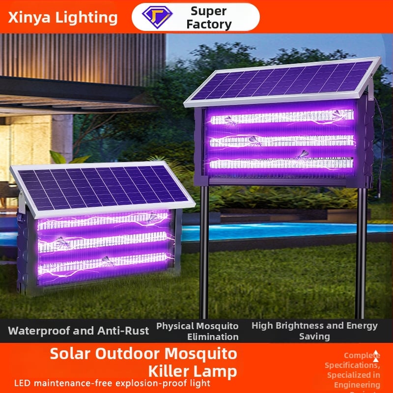 Napelemes szúnyogirtó lámpa kültéri használatra, modell MWD-tyn-H, feszültség 240 V, kör-négyzet alakú dizájn, márka Xinya