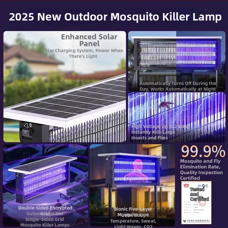 Saulės energijos moskitų naikinimo lemputė lauko naudojimui, modelis MWD-tyn-H, įtampa 240 V, apvaliai-kvadratas dizainas, prekė Xinya