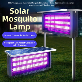 Napelemes szúnyogirtó lámpa, padlón álló, beltéri használatra, nagyhatékonyságú, esőálló, hálózati áramellátással