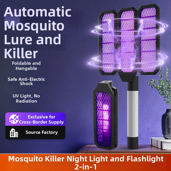 Lampă portabilă ucigașă de țânțari cu șoc electric – pliere, LED, acoperire 10 m², baterie încorporată reîncărcabilă, capcană cu undă de lumină