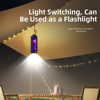 Lampă portabilă ucigașă de țânțari cu șoc electric – pliere, LED, acoperire 10 m², baterie încorporată reîncărcabilă, capcană cu undă de lumină
