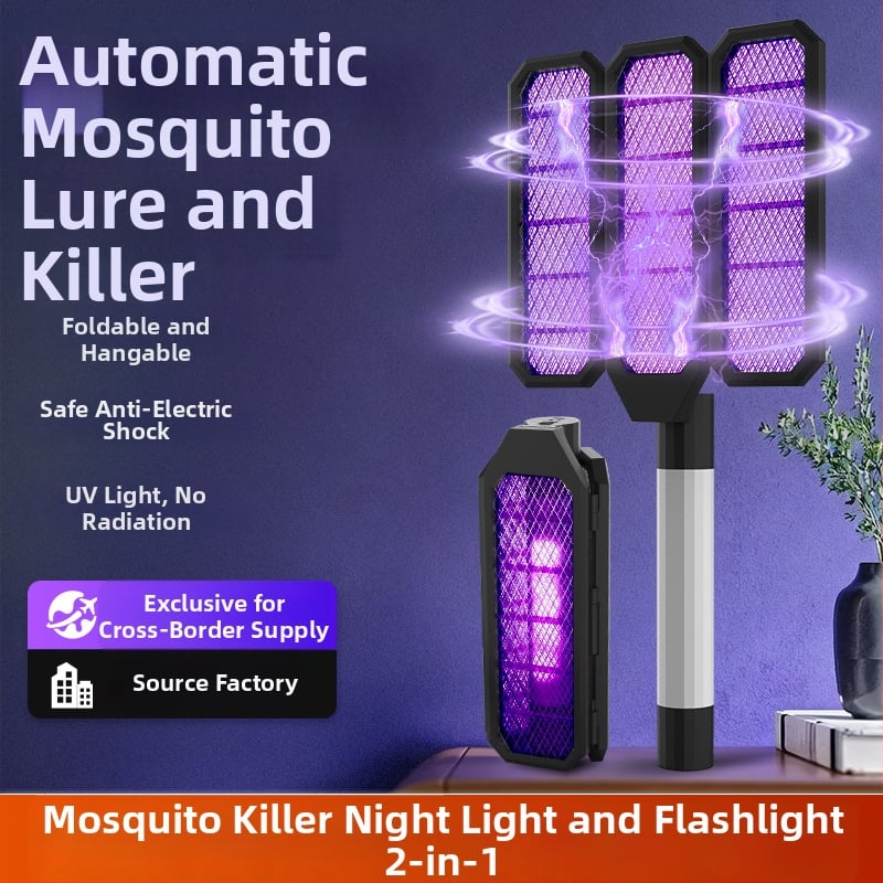 Lampă portabilă ucigașă de țânțari cu șoc electric – pliere, LED, acoperire 10 m², baterie încorporată reîncărcabilă, capcană cu undă de lumină