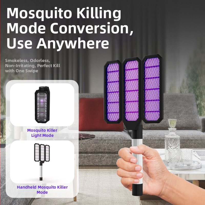 Lampă portabilă ucigașă de țânțari cu șoc electric – pliere, LED, acoperire 10 m², baterie încorporată reîncărcabilă, capcană cu undă de lumină