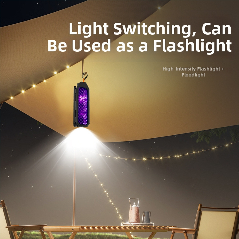 Lampă portabilă ucigașă de țânțari cu șoc electric – pliere, LED, acoperire 10 m², baterie încorporată reîncărcabilă, capcană cu undă de lumină