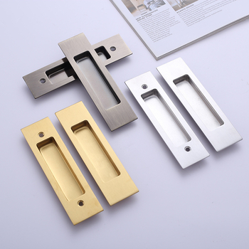 Λαβή πόρτας συρόμενης από ανοξείδωτο ατσάλι, φινίρισμα βουρτσισμένο, ενσωματωμένη εγκατάσταση, για εσωτερικές πόρτες και ντουλάπες