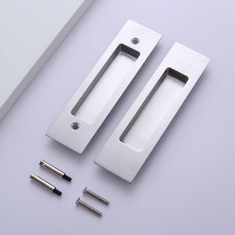 Λαβή πόρτας συρόμενης από ανοξείδωτο ατσάλι, φινίρισμα βουρτσισμένο, ενσωματωμένη εγκατάσταση, για εσωτερικές πόρτες και ντουλάπες