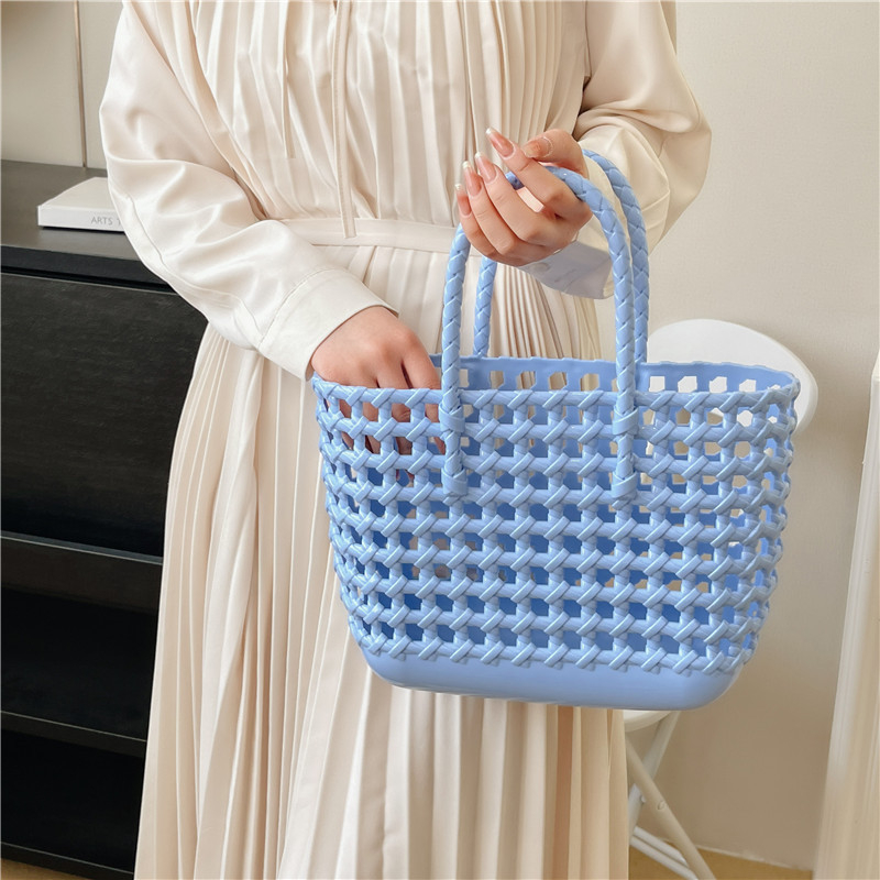 PVC plažanska torba – gradski jednostavni stil, pletena torba, horizontalni kvadratni oblik, pretinac za prijenosno računalo
