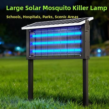 Napelemes szúnyogriasztó lámpa kültérre — vízálló, elektromos sokkoló; lefedettség 100–400 m²; 1500 mAh+ akkumulátor; levehető akkumulátor.