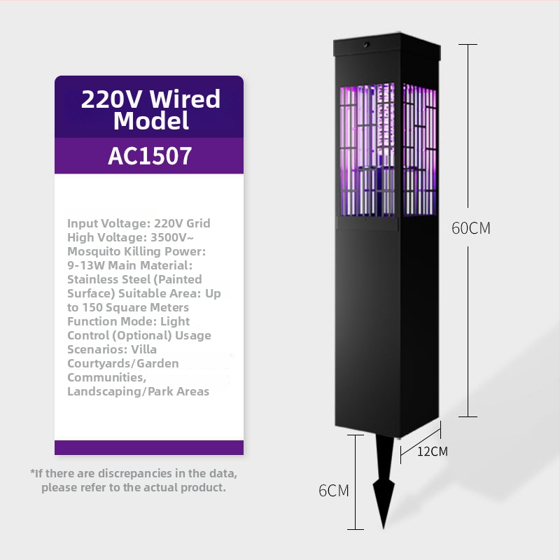 Kültéri szúnyogölő lámpa elektromos sokk módszerrel, vízálló, dugóval csatlakozik a hálózatra, UV fény csali, 50–100 m² lefedettség, 1500 mAh-nál nagyobb akkumulátor, akkumulátor élettartam 1–7 nap