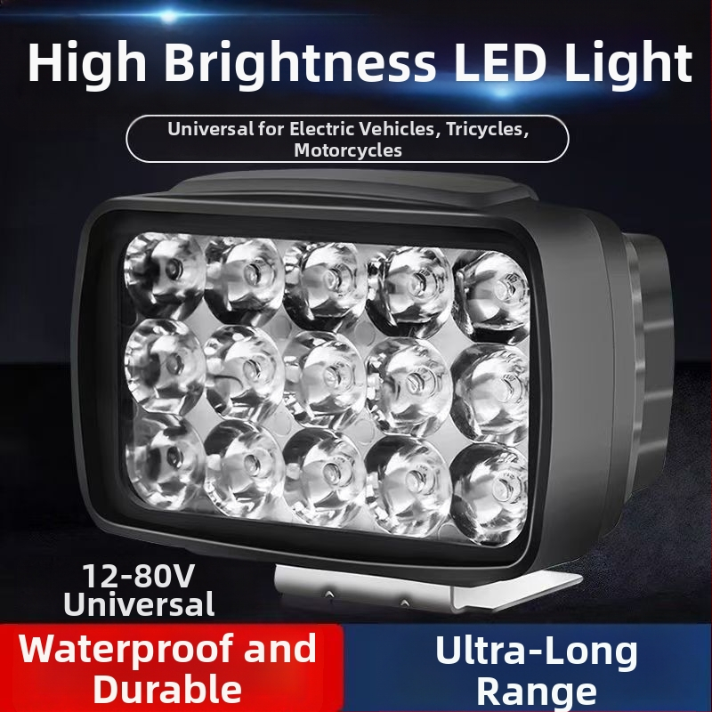 LED reflektor pre elektrické vozidlá, IP67 vodotesný, 12–80V, LED svetelný zdroj s vysokou svietivosťou, životnosť 20 000 h, vhodný pre vozidlá s tromi a štyrmi kolesami