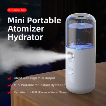 Rankinis veido veido sejas drėkinimo purkštuvu, kompaktiškas USB įkrovimas, šaltas purškimas, dulksnos laikas 31–60 s, įmontuota baterija 100–300 mAh, veikimo laikas 1–3 val