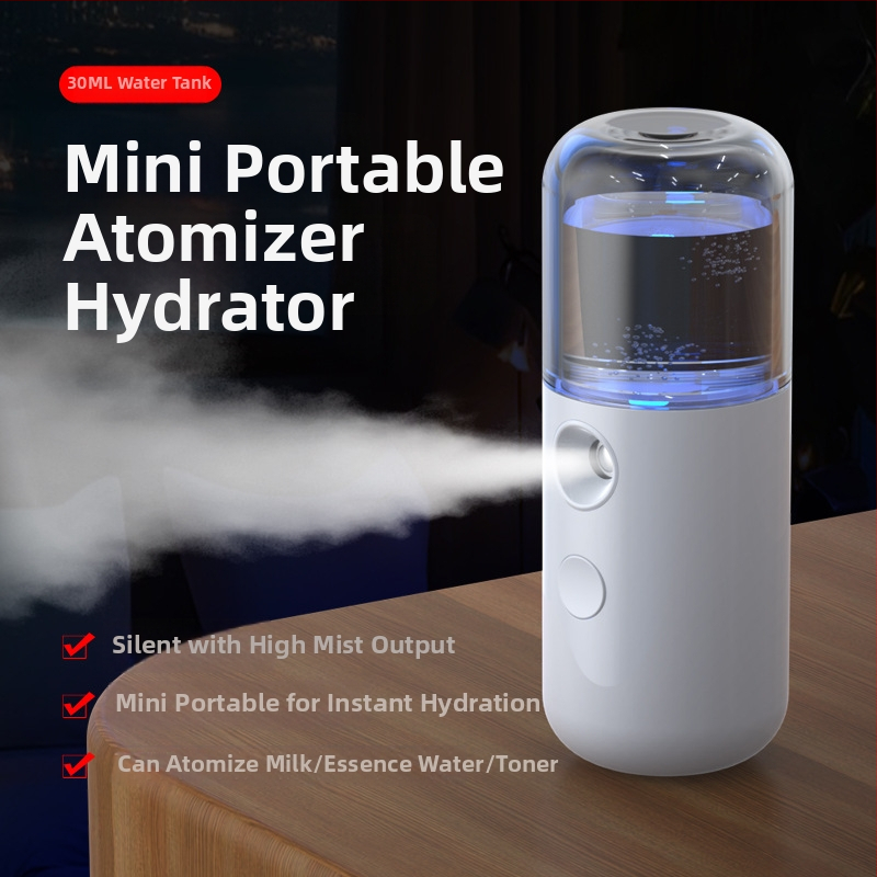 Rankinis veido veido sejas drėkinimo purkštuvu, kompaktiškas USB įkrovimas, šaltas purškimas, dulksnos laikas 31–60 s, įmontuota baterija 100–300 mAh, veikimo laikas 1–3 val