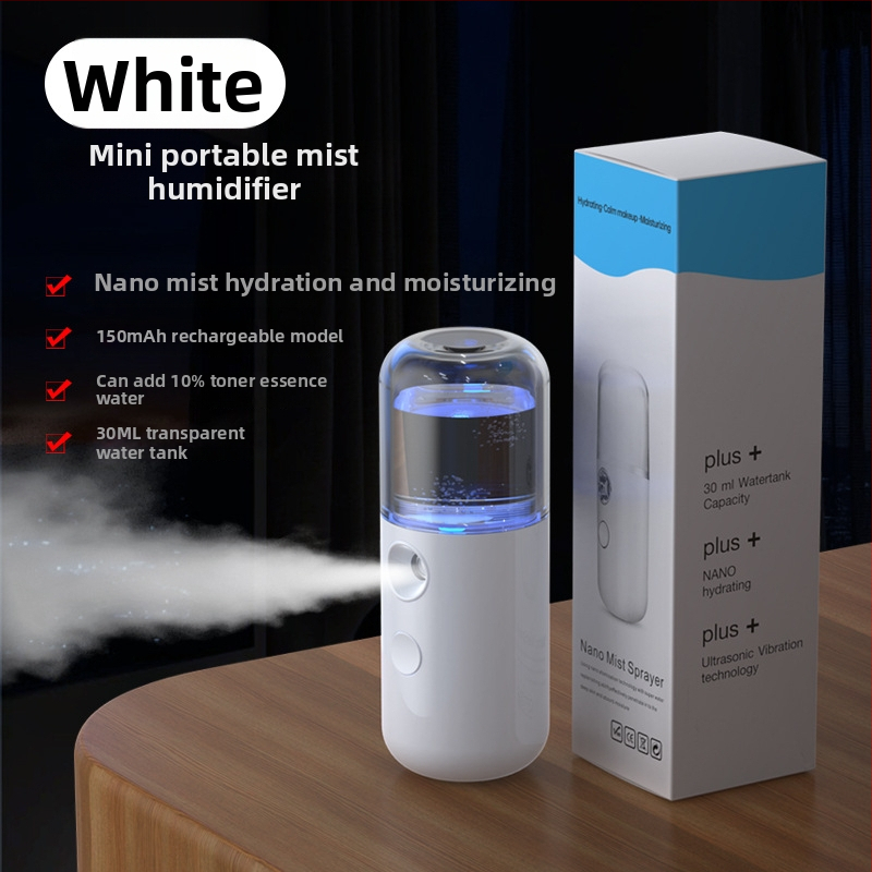 Rankinis veido veido sejas drėkinimo purkštuvu, kompaktiškas USB įkrovimas, šaltas purškimas, dulksnos laikas 31–60 s, įmontuota baterija 100–300 mAh, veikimo laikas 1–3 val