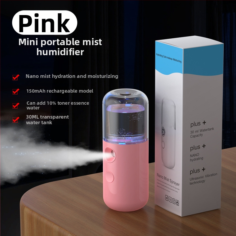 Rankinis veido veido sejas drėkinimo purkštuvu, kompaktiškas USB įkrovimas, šaltas purškimas, dulksnos laikas 31–60 s, įmontuota baterija 100–300 mAh, veikimo laikas 1–3 val