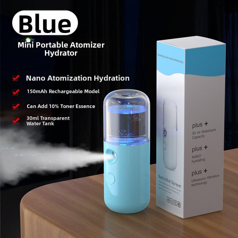 Rankinis veido veido sejas drėkinimo purkštuvu, kompaktiškas USB įkrovimas, šaltas purškimas, dulksnos laikas 31–60 s, įmontuota baterija 100–300 mAh, veikimo laikas 1–3 val