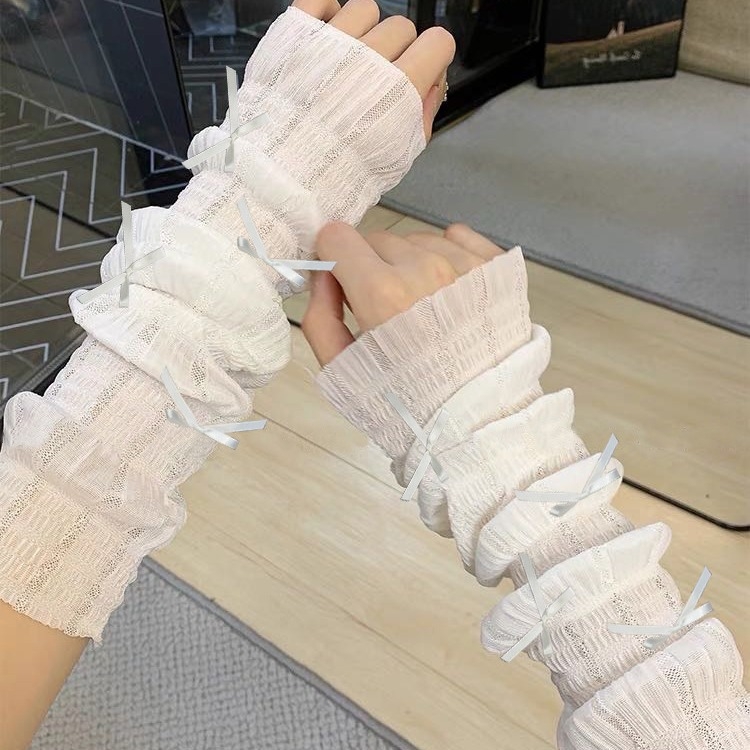Manșete subțiri în stil coreean pentru brațe și picioare, tricotate, protecție solară, acoperire plisată a gambelor – vara 2024