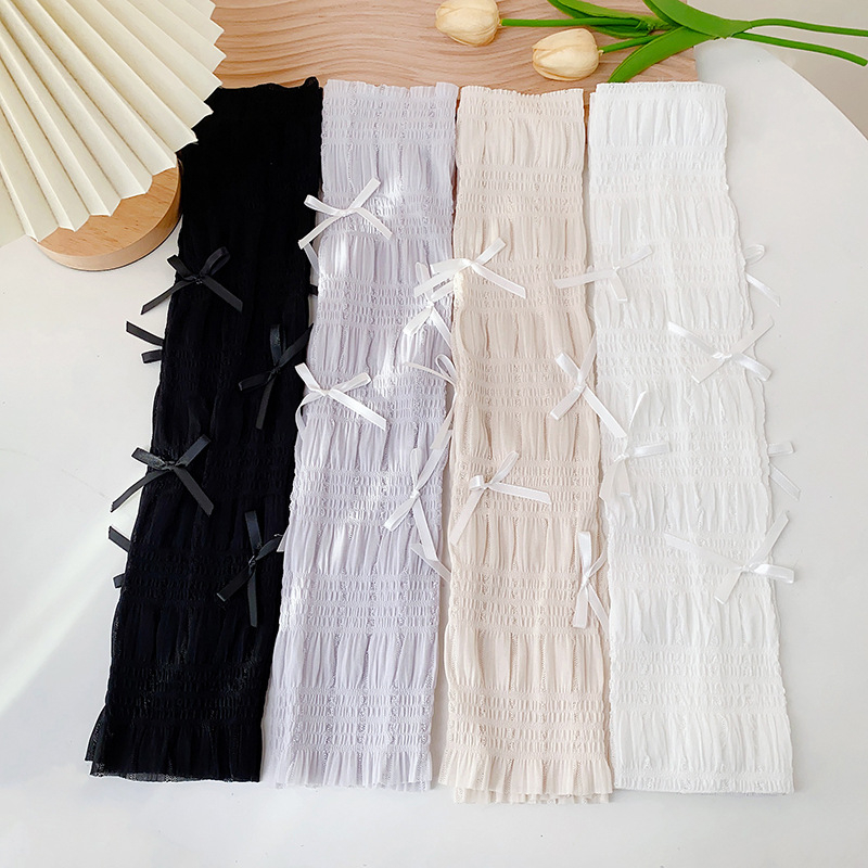 Manșete subțiri în stil coreean pentru brațe și picioare, tricotate, protecție solară, acoperire plisată a gambelor – vara 2024