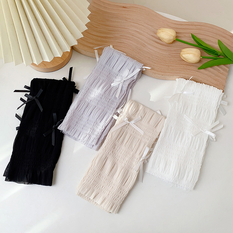 Manșete subțiri în stil coreean pentru brațe și picioare, tricotate, protecție solară, acoperire plisată a gambelor – vara 2024