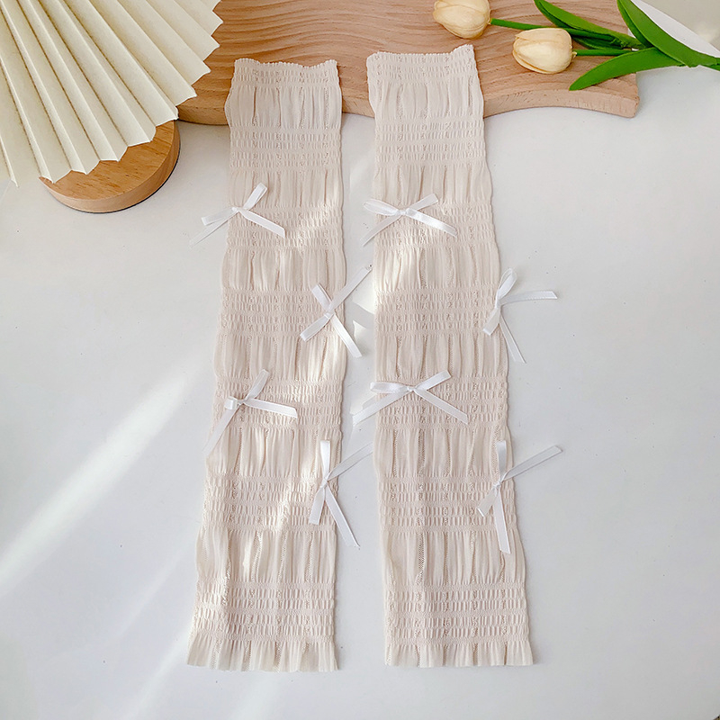 Manșete subțiri în stil coreean pentru brațe și picioare, tricotate, protecție solară, acoperire plisată a gambelor – vara 2024