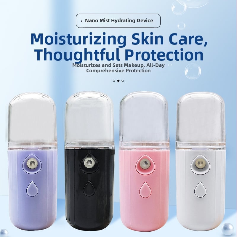 Hidratuojantis purkštuvas – rankinis, įkraunamas, šaltas purškimas, 1 greitis, miglos laikas >180 s, įmontuota baterija 1–3 h (100–300 mAh)