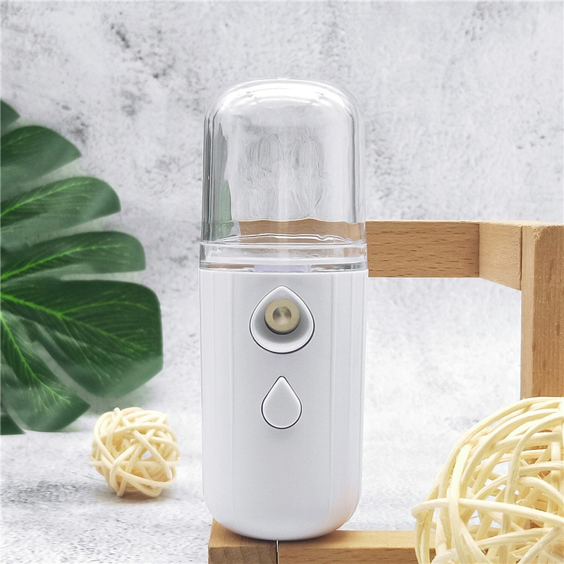 Hidratuojantis purkštuvas – rankinis, įkraunamas, šaltas purškimas, 1 greitis, miglos laikas >180 s, įmontuota baterija 1–3 h (100–300 mAh)