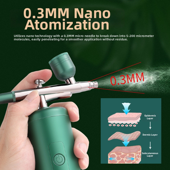 Mājas oksigēna infūzijas iekārta ar nano miglu, pārnēsājama, iebūvēta baterija, auksts izsmidzinājums, 1. ātrums, pārklājuma finišs; miglas laiks 61–120 s.