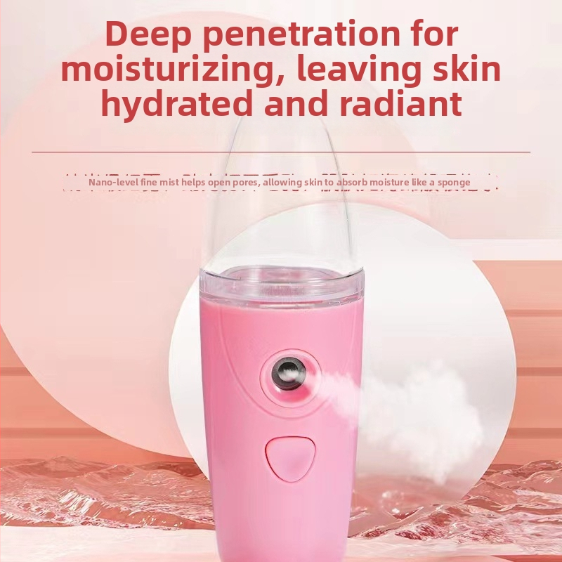 Nano izsmidzināšanas līdzeklis sejas mitrināšanai, auksta migla, pārnēsājams mitrinātājs ar USB uzlādi, 1. ātrums, miglas laiks līdz 10 sekundēm, darbības laiks 1–3 stundas, iebūvēta akumulators 100–300 mAh