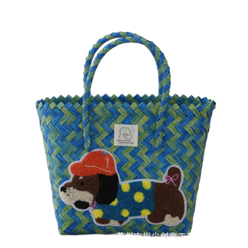 Geantă PVC țesută, în stil street-trend, formă verticală pătrată, fără căptuială