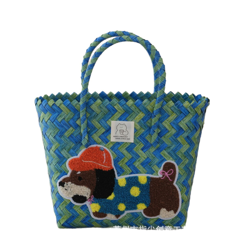 Geantă PVC țesută, în stil street-trend, formă verticală pătrată, fără căptuială